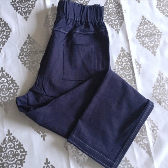 COPY - Dee Elly Cotton Paper Bag Waist Nautical Ankle Cropped Pants - Picture 3 of 7